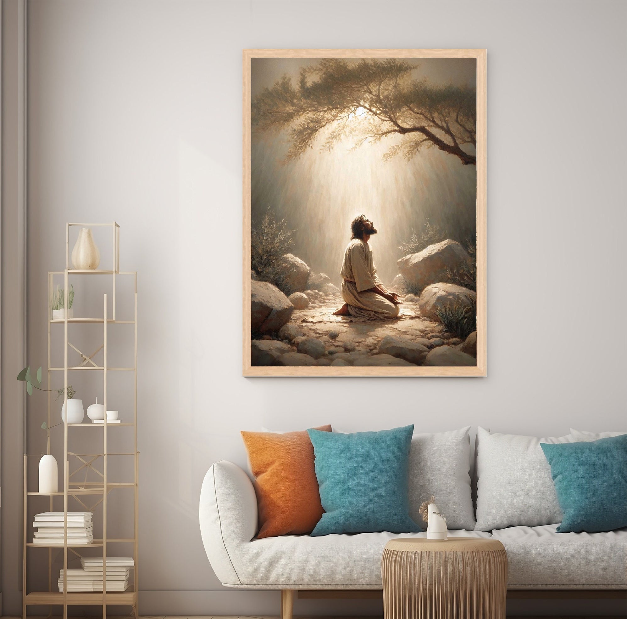 Garden of Gethsemane Poster, Picture of Jesus Praying, Bible Art Poster, Jesus Poster
